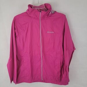 COLUMBIA Womens Jacket Sz 1X Switchback III Full Zip PINK Hooded Rain Hiking